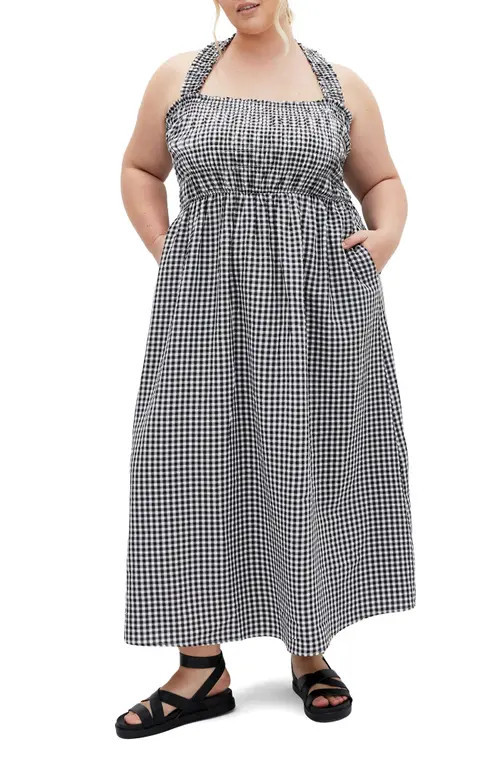 City Chic Cute Gingham Maxi Sundress in Black Gingham at Nordstrom | Nordstrom