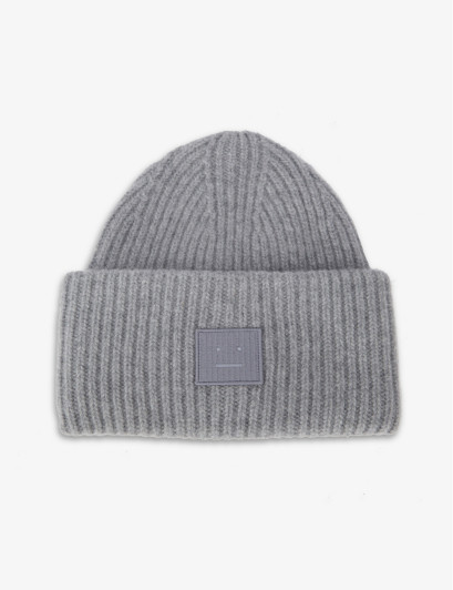 Womens Grey Face Logo-patch Wool Beanie hat | Selfridges