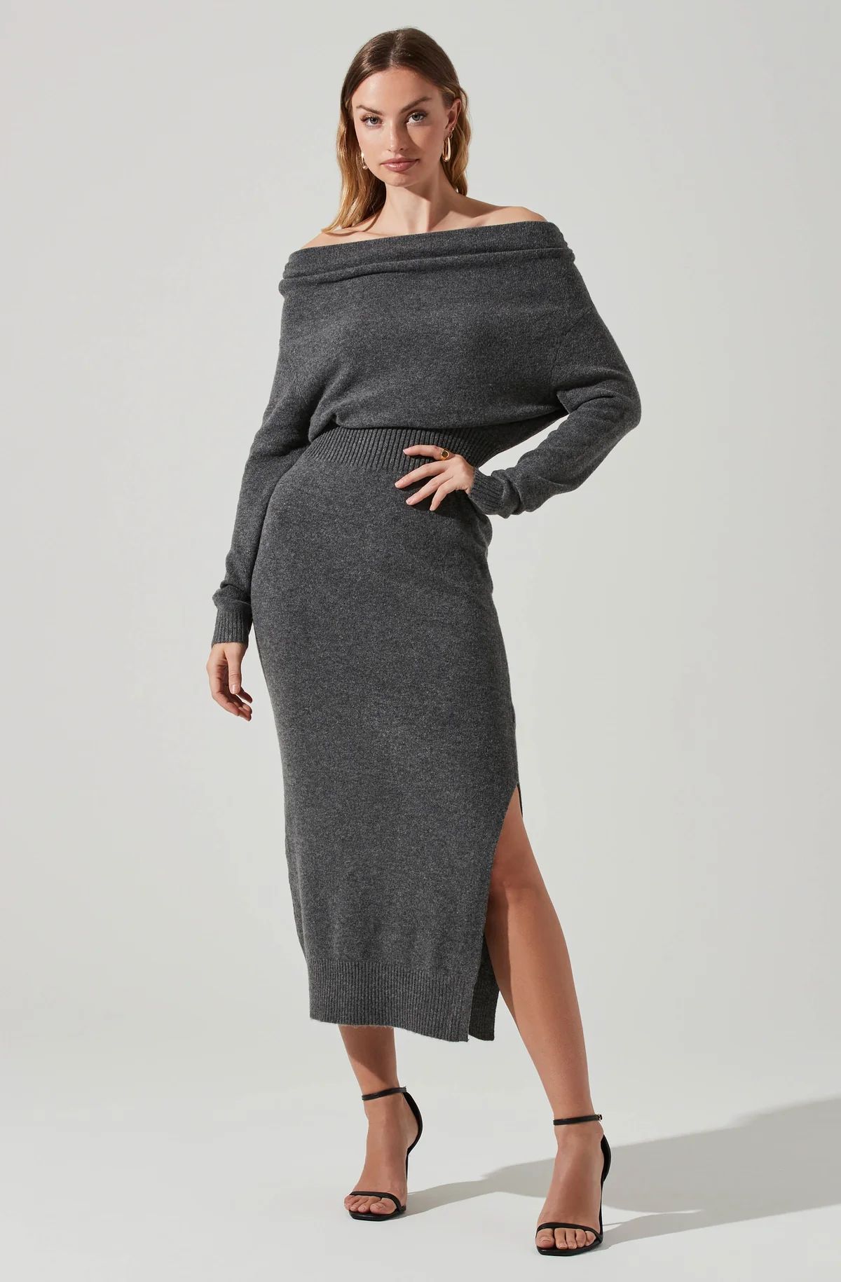 Cora Off Shoulder Midi Sweater Dress | ASTR The Label (US)