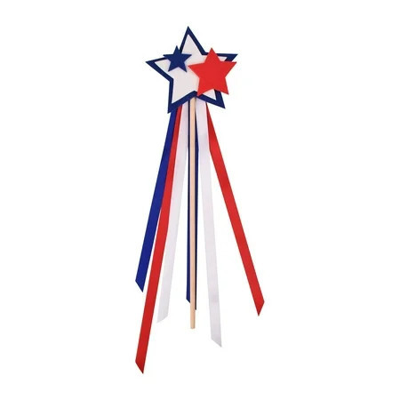 4Th of July Decorations, Patriotic Decorations, Red and White Party Decorations, 4Th of July Parade Decorations, Wooden Handle, Fabric Ribbons, Photo Ops, Blue Accents, 1 Pc | Walmart (US)