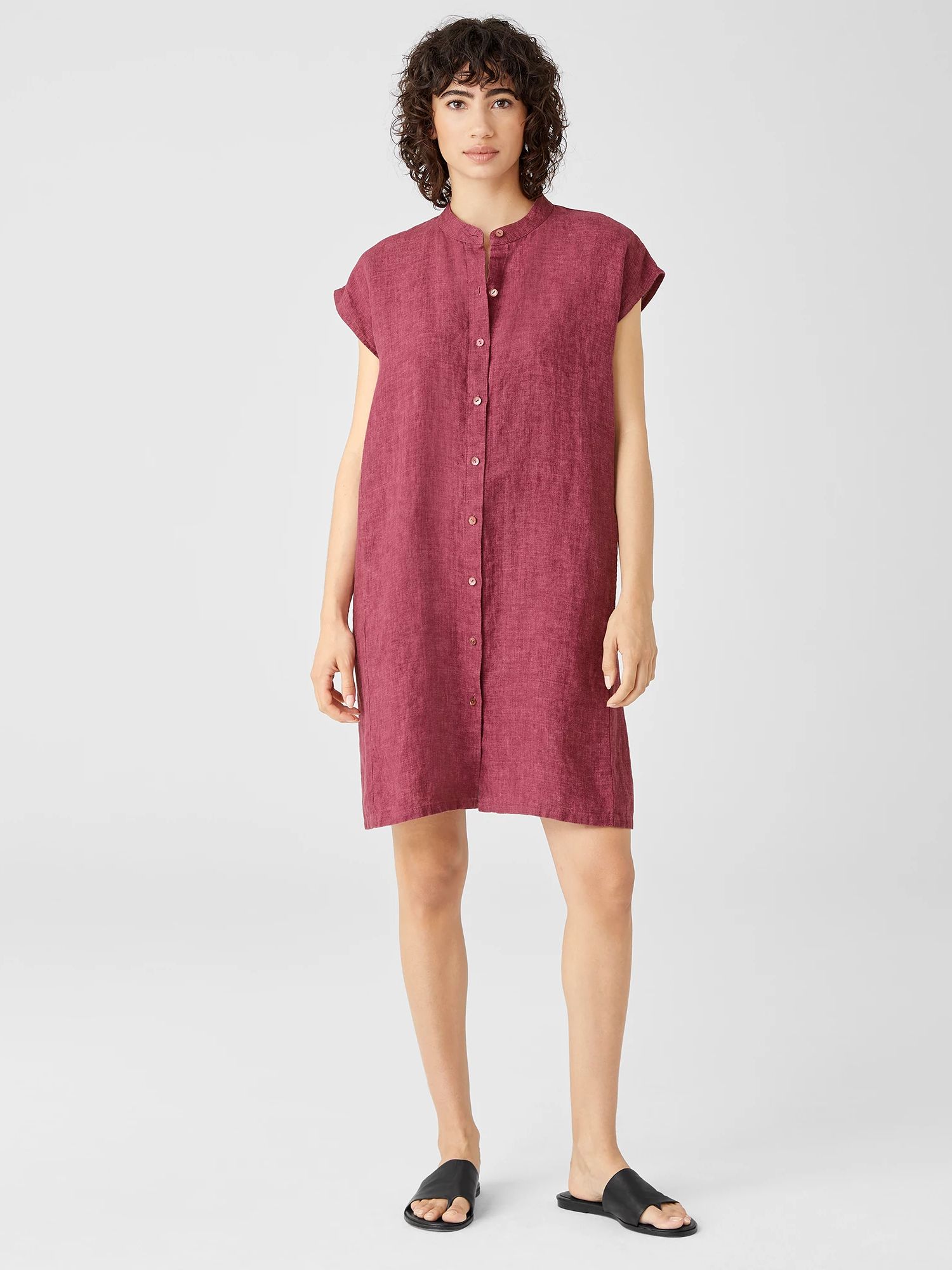 Washed Organic Linen Delave Shirtdress | Eileen Fisher