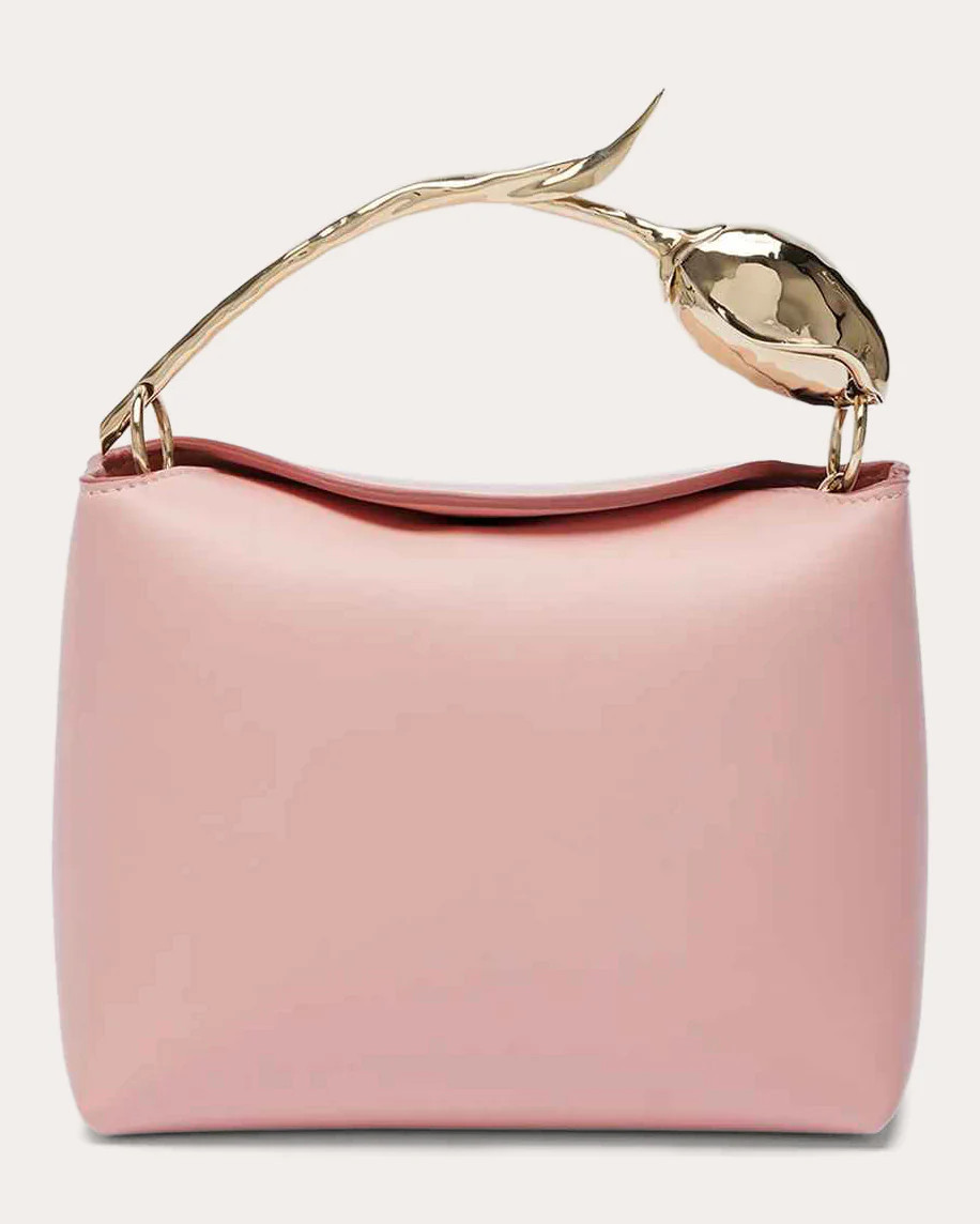 ERDEM Women's Mini Bloom Leather Bag in Blush Suede/Leather | Olivela