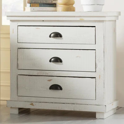 Castagnier 3 Drawer Night Stand Color: Distressed White | Wayfair North America