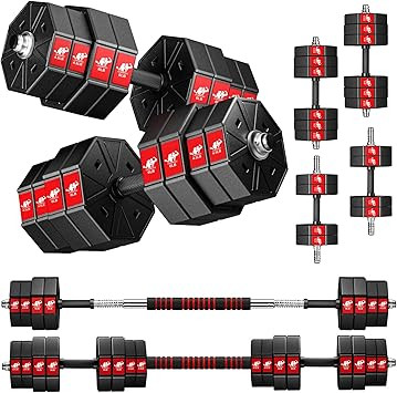 Adjustable Weights Dumbbells Set, 44Lbs 66Lbs 88Lbs 3 in 1 Adjustable Weights Dumbbells Barbell S... | Amazon (US)