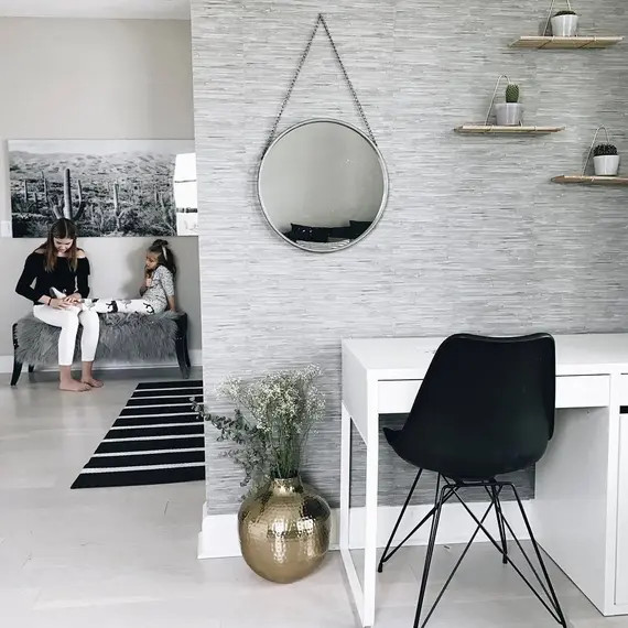 Peel and Stick Wallpops Chic Gray Boho Tibetan Grasscloth | Etsy | Etsy (US)