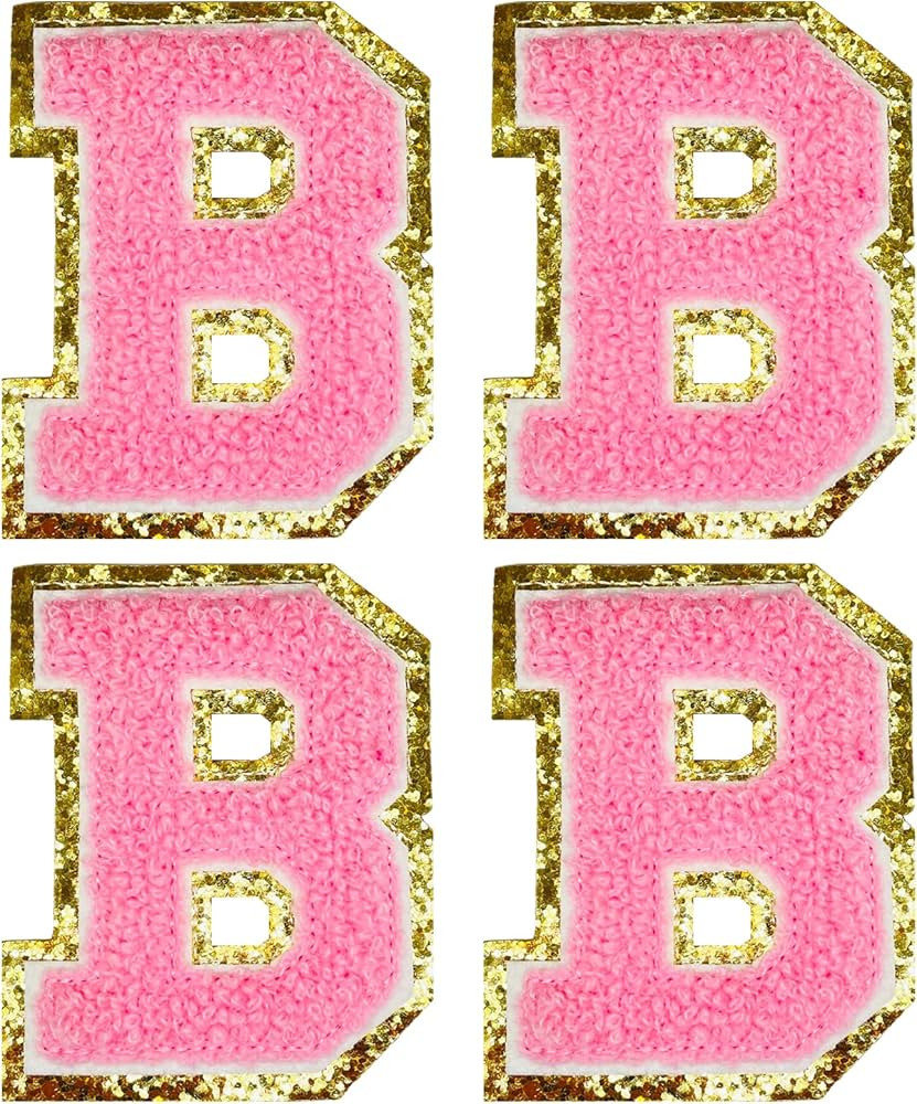 Jongdari Letter Patches Varsity Chenille Iron on Letters Patchs for Clothing, 4pcs English Letter... | Amazon (US)