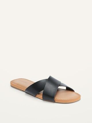 Criss-Cross Faux-Leather Sandals for Women | Old Navy (US)