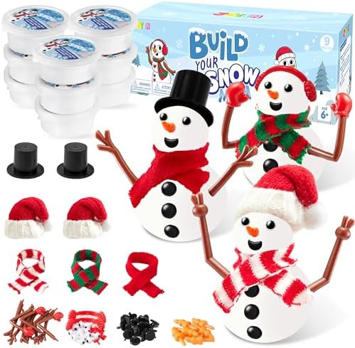 JOYIN Christmas Build a Snowman Craft Kit, 9 Pack Modeling Clay DIY Make a Snowman Kit for Christ... | Amazon (US)