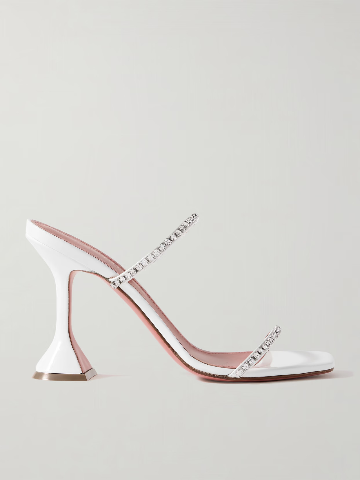 Amina Muaddi - Gilda Crystal-embellished Patent-leather Mules - White | NET-A-PORTER (US)