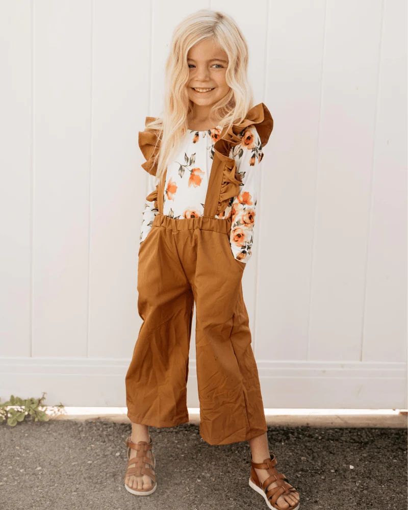 Sharlyn Ruffle Suspender Pants - Chestnut | Bailey's Blossoms