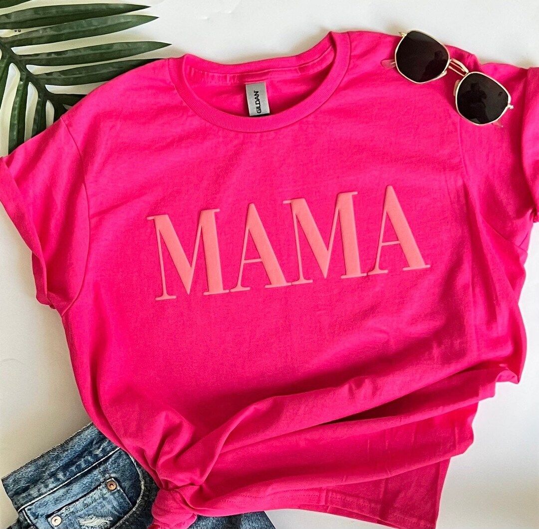 Mama shirt, mom gift, pink mama shirt, girl mom shirt, puff print, pink on pink, Mother’s Day g... | Etsy (US)