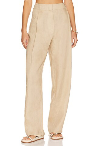 AEXAE Linen Highrise Trousers in Beige from Revolve.com | Revolve Clothing (Global)
