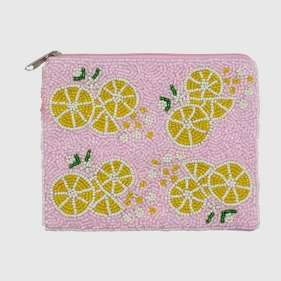 La Chic Designs Pink Lemons Beaded Coin Pouch | Target