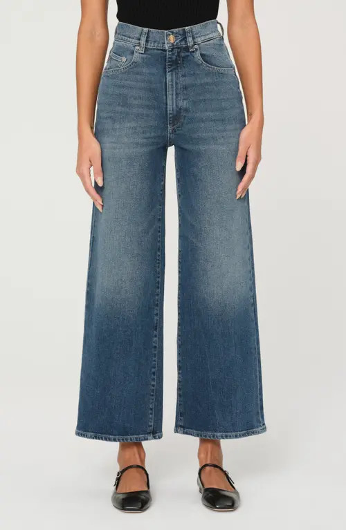 DL1961 Hepburn High Waist Ankle Wide Leg Jeans in Seagate at Nordstrom, Size 31 | Nordstrom