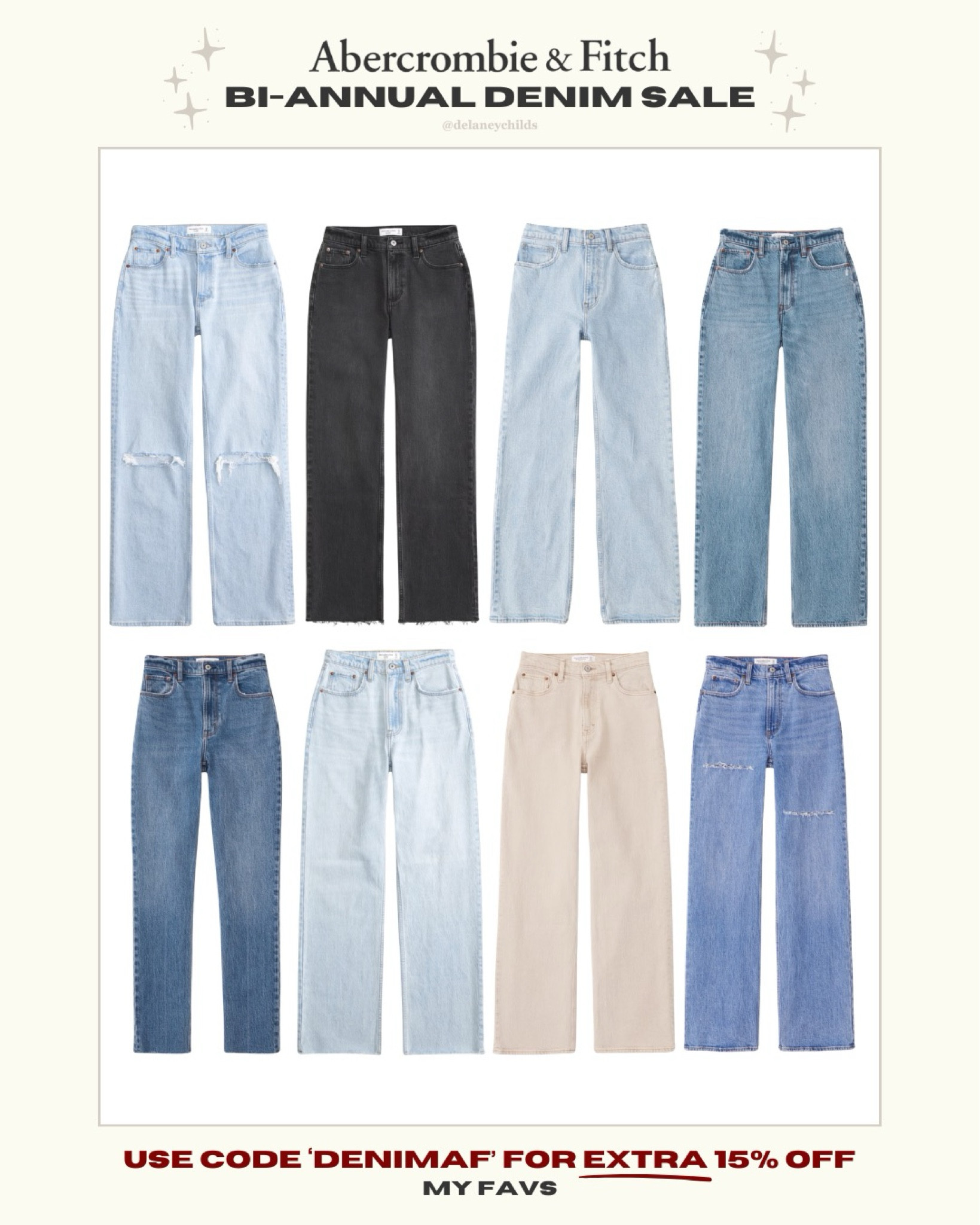 my fav @abercrombie denim is on major sale rn! 25% off all denim + 15% off almost everything else. 
use this STACKABLE promo code DENIMAF for an EXTRA 15% off your entire order at check out 👖🙌 #ad #abercrombiepartner 

#LTKMostLoved #LTKsalealert #LTKSpringSale