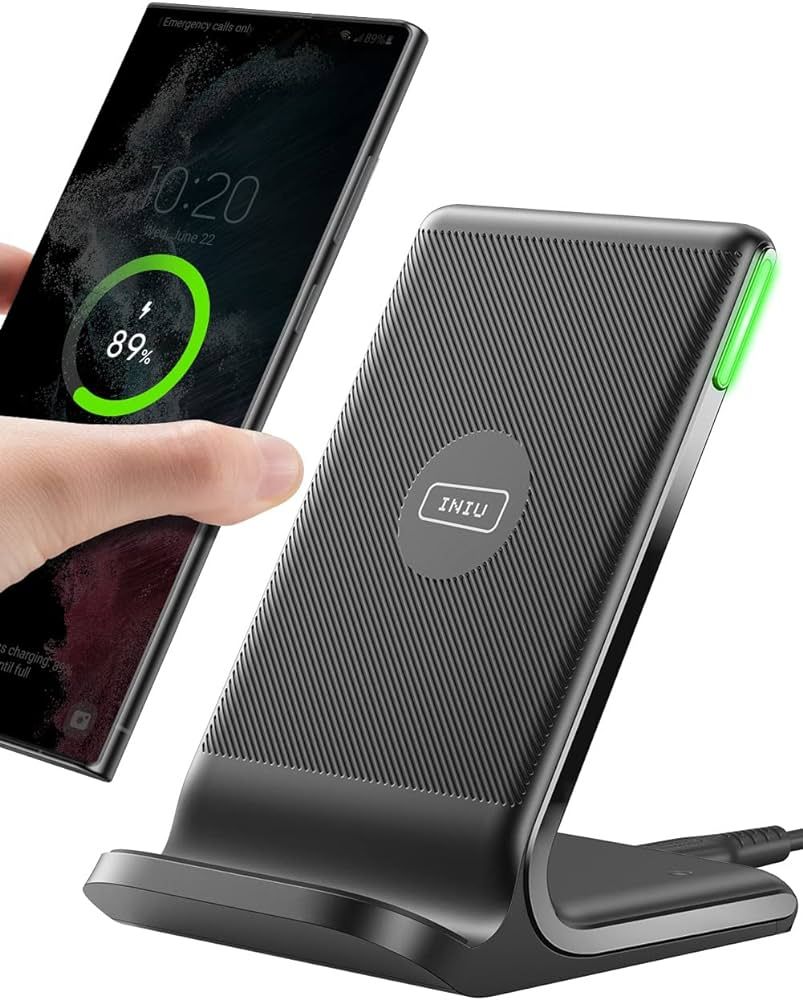INIU Wireless Charger, 15W Fast Qi-Certified Wireless Charging Station with Sleep-Friendly Adapti... | Amazon (US)