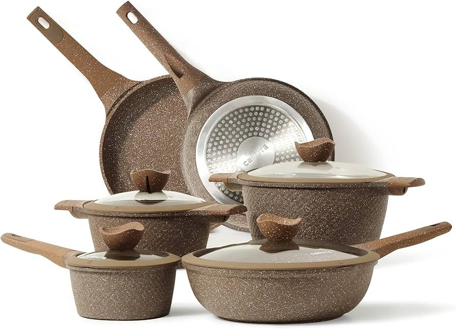 Carote Nonstick Cookware Sets, 10 Pcs Pots and Pans Set Nonstick, Healthy Non Stick Induction Sto... | Amazon (US)
