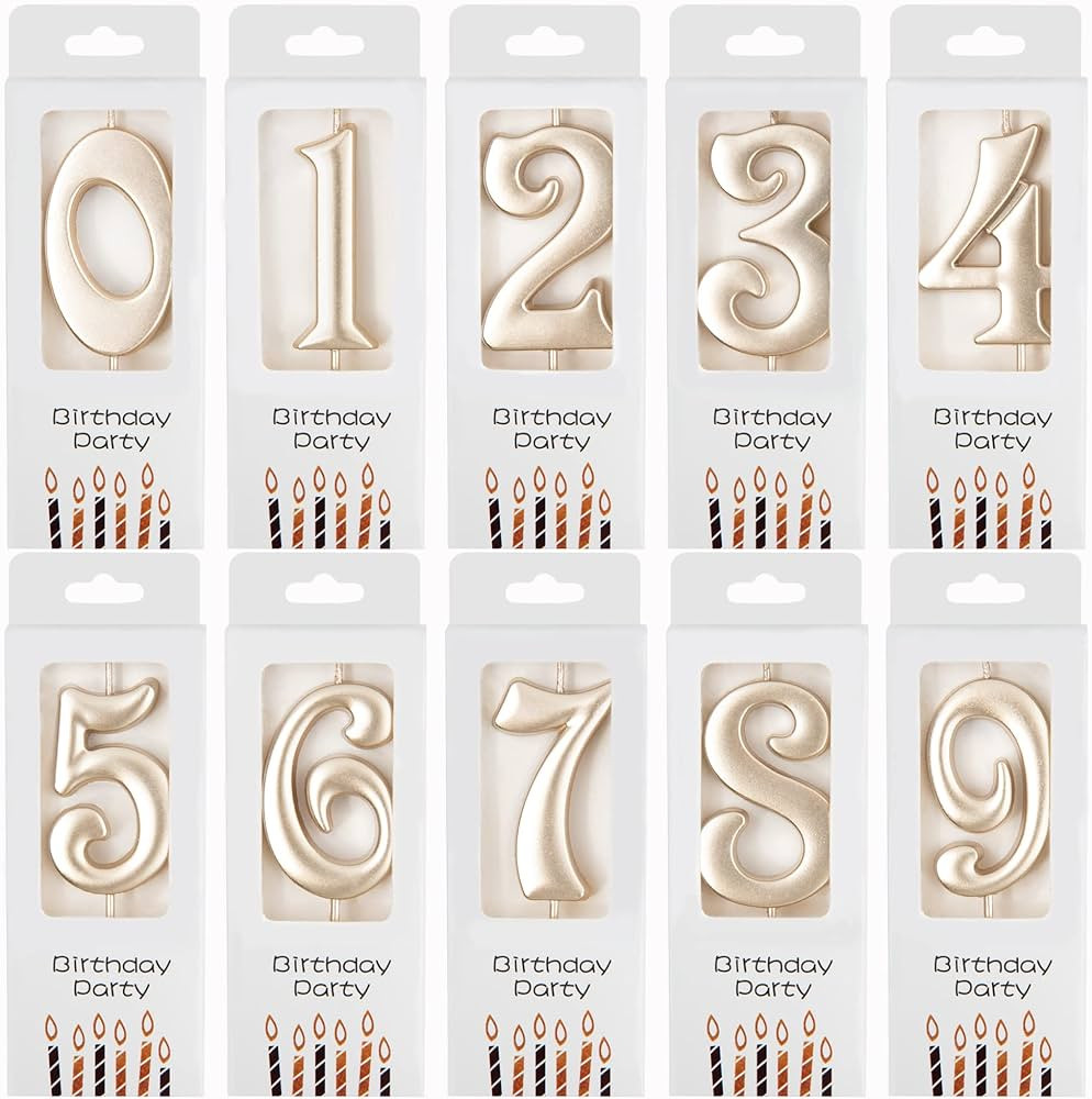 PHD CAKE 10-Count 0-9 Champagne Gold Number Birthday Candles, Number One Birthday, Champagne Numb... | Amazon (US)