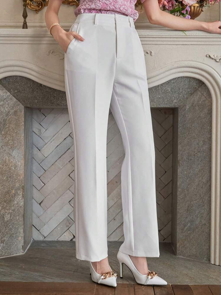 DAZY Pantalones Rectos De Bolsillo De Vestir Casual Para Mujer | SHEIN