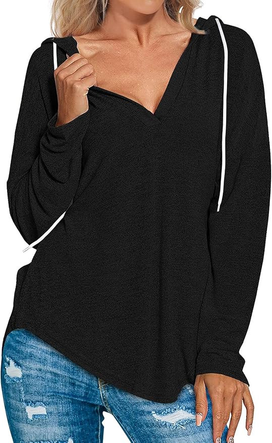 Bofell Hoodies for Women Pullover Long SLeeve V Neck Shirts Casual Tops Sweatshirts | Amazon (US)