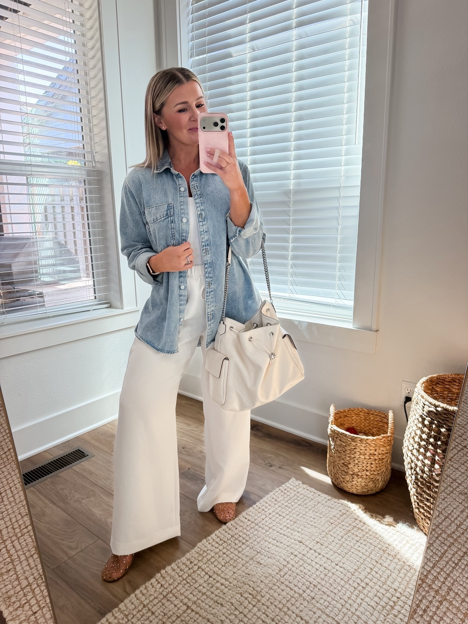 Viral pants styled for casual mom style 

Medium short pants but could have done a small 
Medium button down but wish I had a small
Shoes tts

#LTKootd #LTKOver40 #LTKPetite