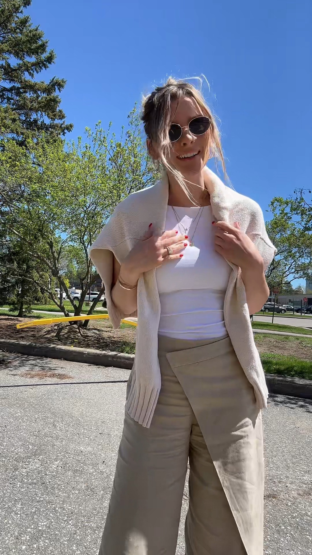 Over shoulder sweater look