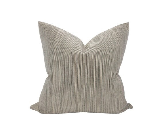 VINCE  Charcoal Stripe Handwoven Pillow Cover Pinstripe - Etsy | Etsy (US)