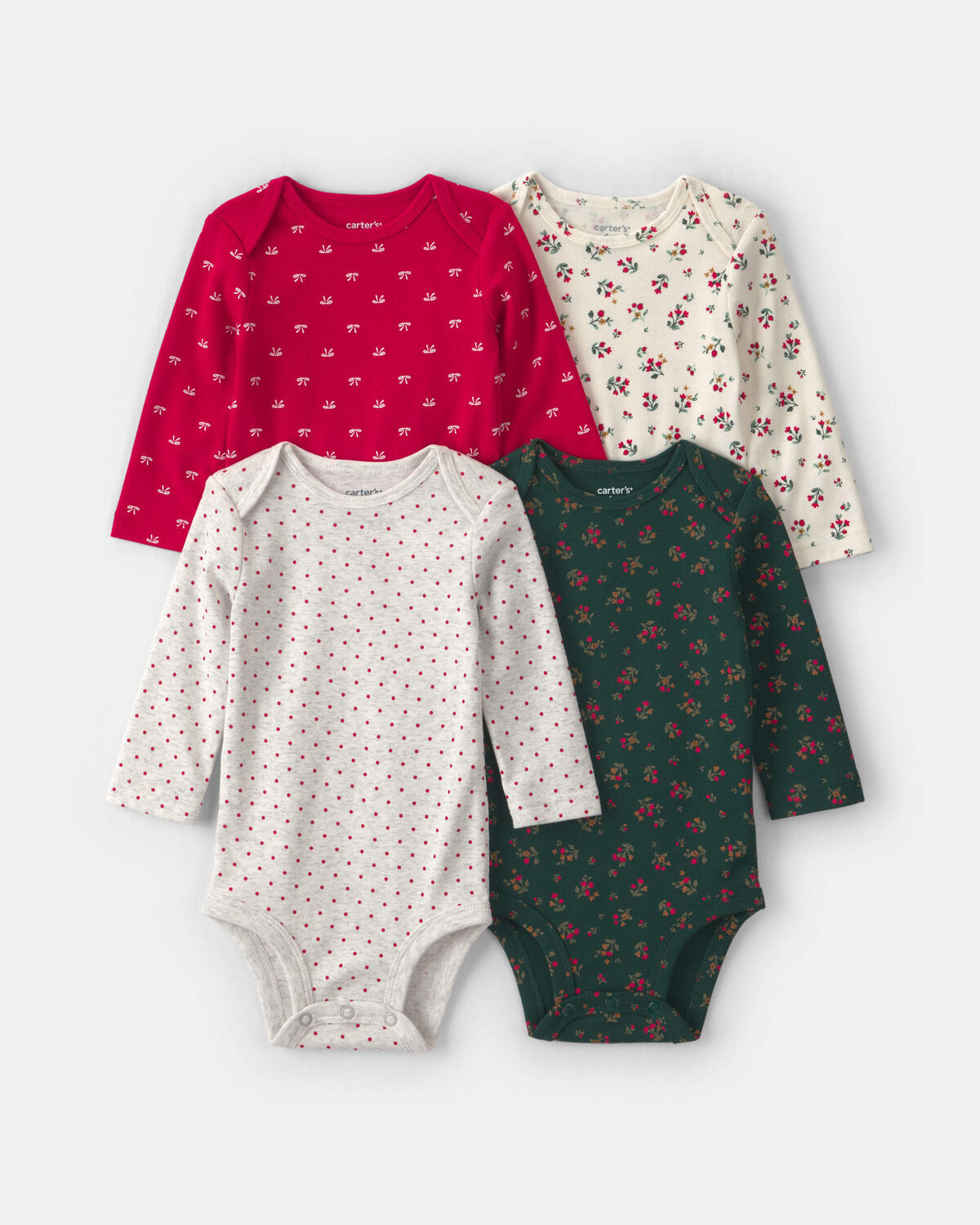 Baby Girl 4-Pack Bow Floral Long-Sleeve Multipack Bodysuits | Carter's Inc