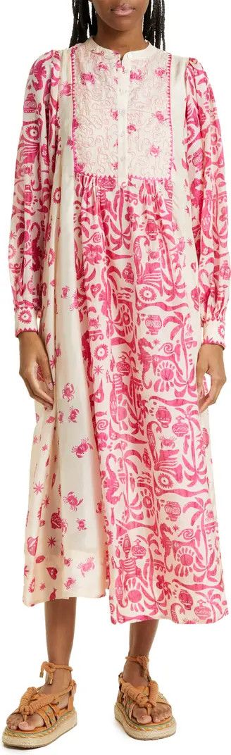 Esmerelda Embroidered Long Sleeve Silk Dress | Nordstrom