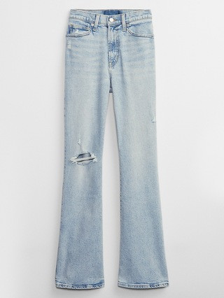 High Rise Destructed '70s Flare Jeans with Washwell | Gap Factory