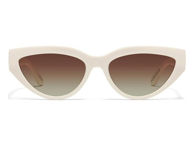 QUAY "NARROW DOWN" Bone Cat Eye Frames / Brown Polarized Lenses Sunglasses | JTV Jewelry