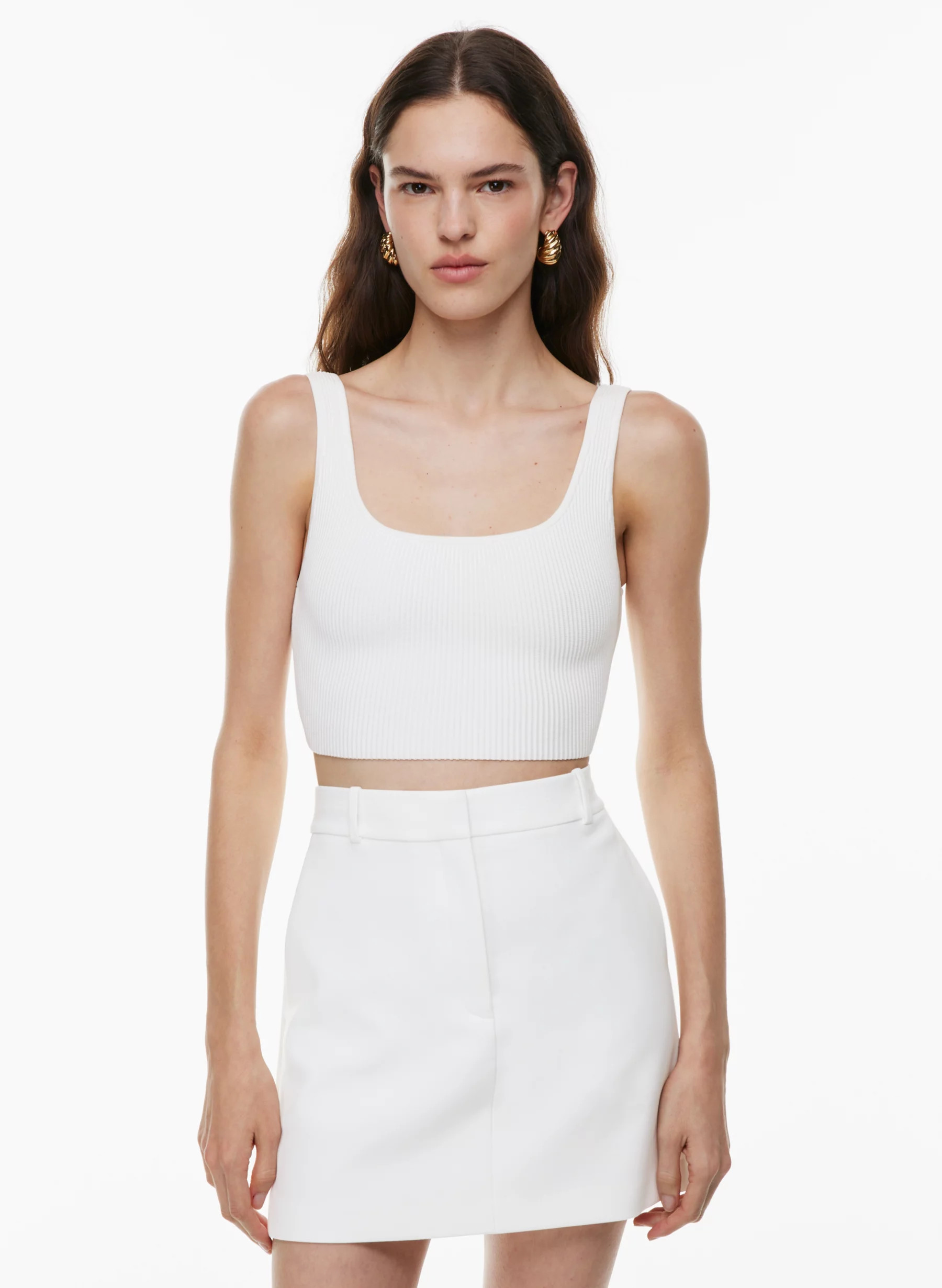 SCULPT KNIT SQUARENECK CROPPED TANK | Aritzia