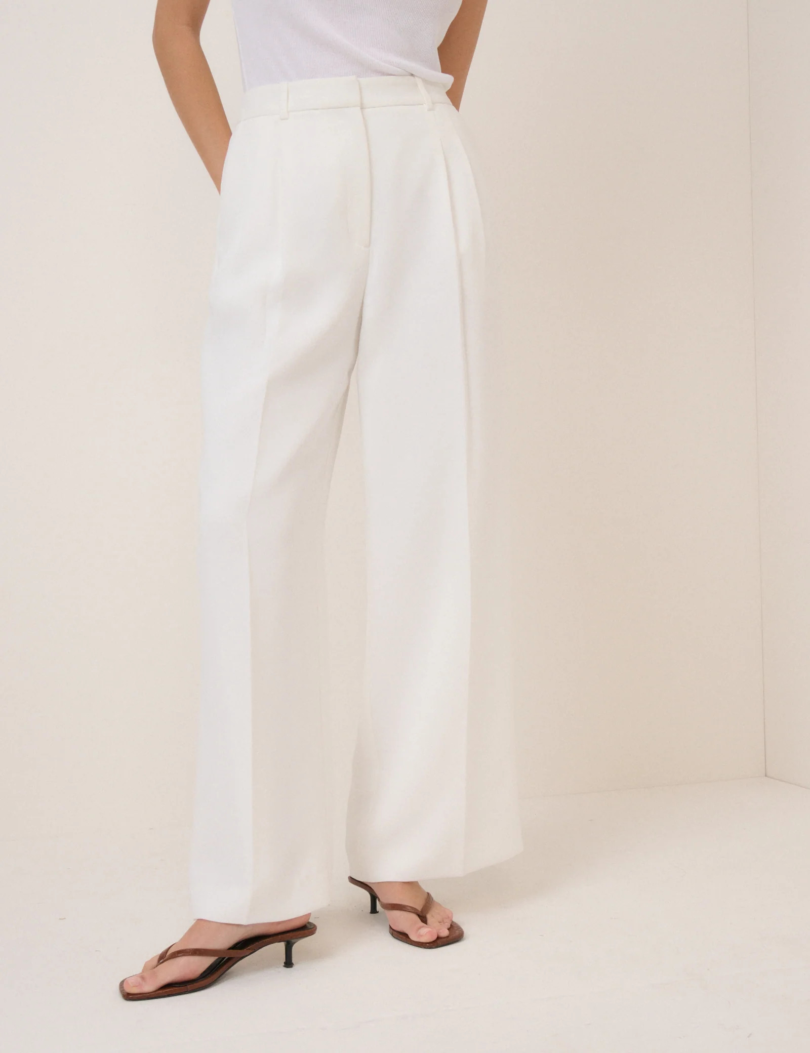 White Tailored Jax Crepe Trousers | Nobody's Child