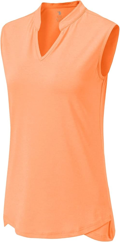 BGOWATU Women's Golf Polo T-Shirts Sleeveless V Neck Collarless Tennis Shirts UV Protection Quick... | Amazon (US)