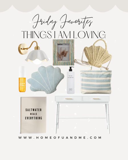 FRIDAY FAVORITES 🤩 Things I am currently loving 🤍 #coastalvibes #coastalhome #shell #scallops #rattan #beachhouse #selftanner #desk 

#LTKStyleTip #LTKHome #LTKBeauty