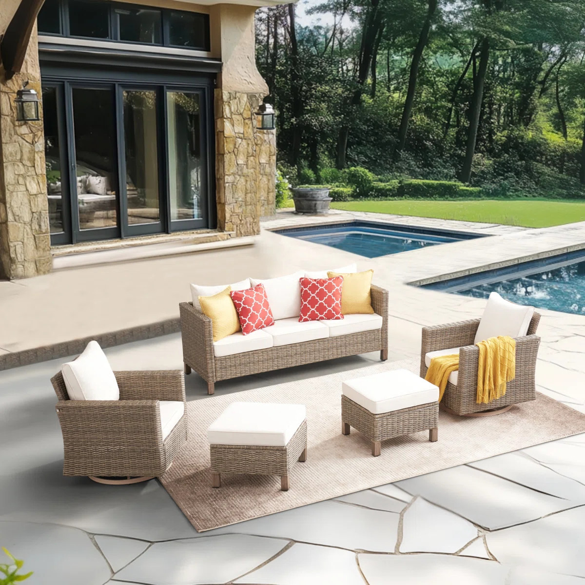 5-Person Steel and PE Wicker Outdoor Conversation Set | Wayfair North America