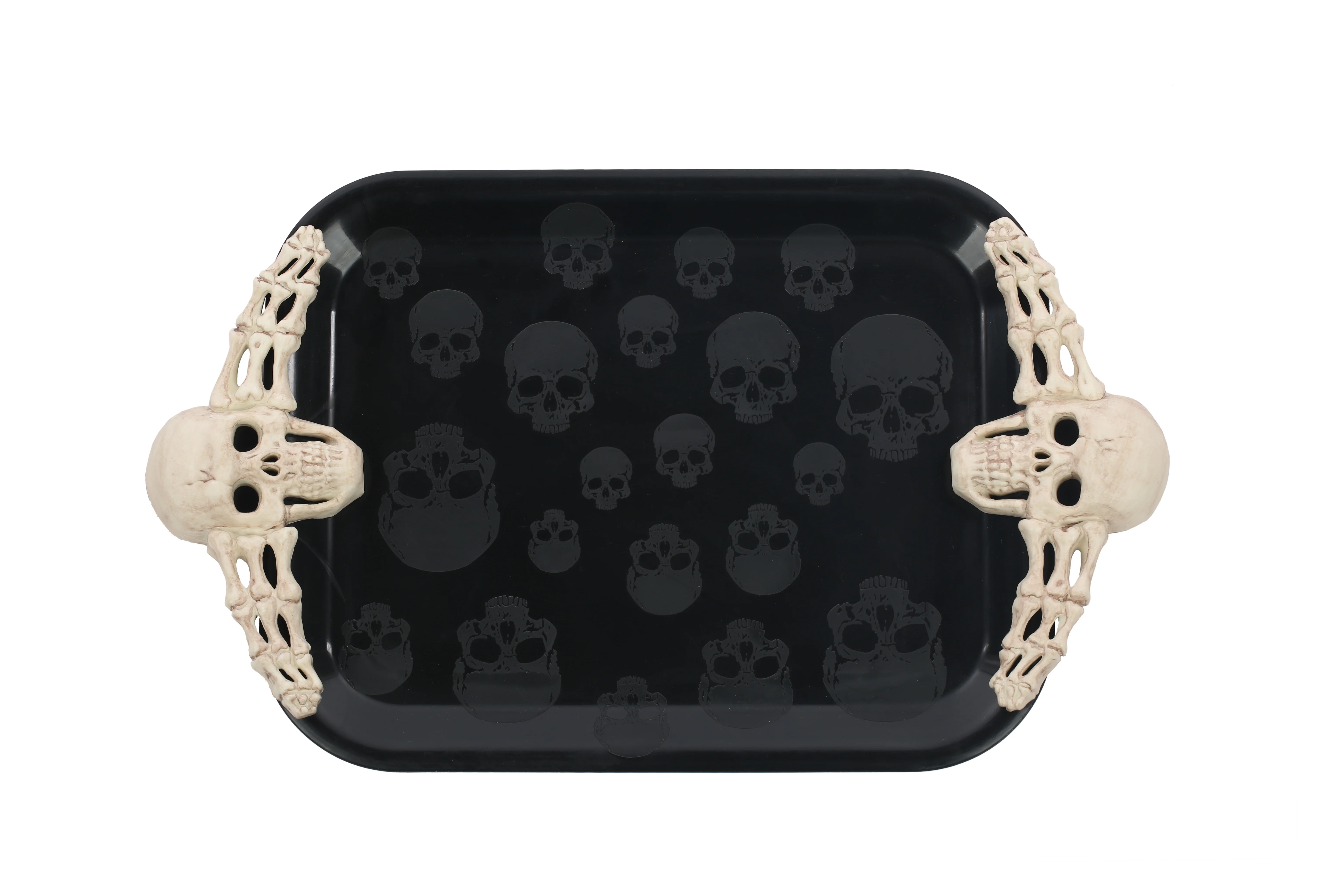 Halloween Skull Platter Partyware, Black and White, 17 in x 10 in x1.25 in, by Way To Celebrate | Walmart (US)