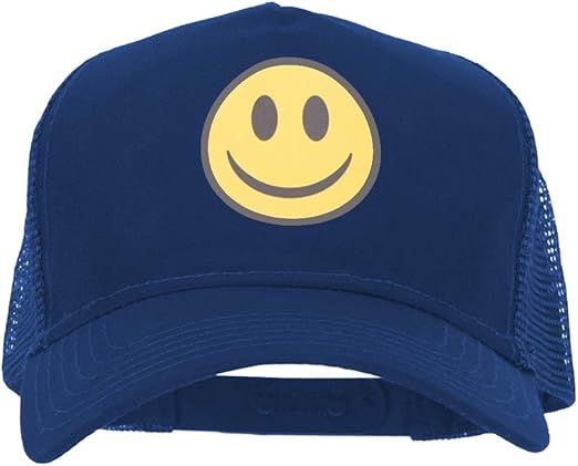 e4Hats.com Smile Face Logo Heat Transfer Solid Cotton Twill 5 Panel Mesh Cap | Amazon (US)