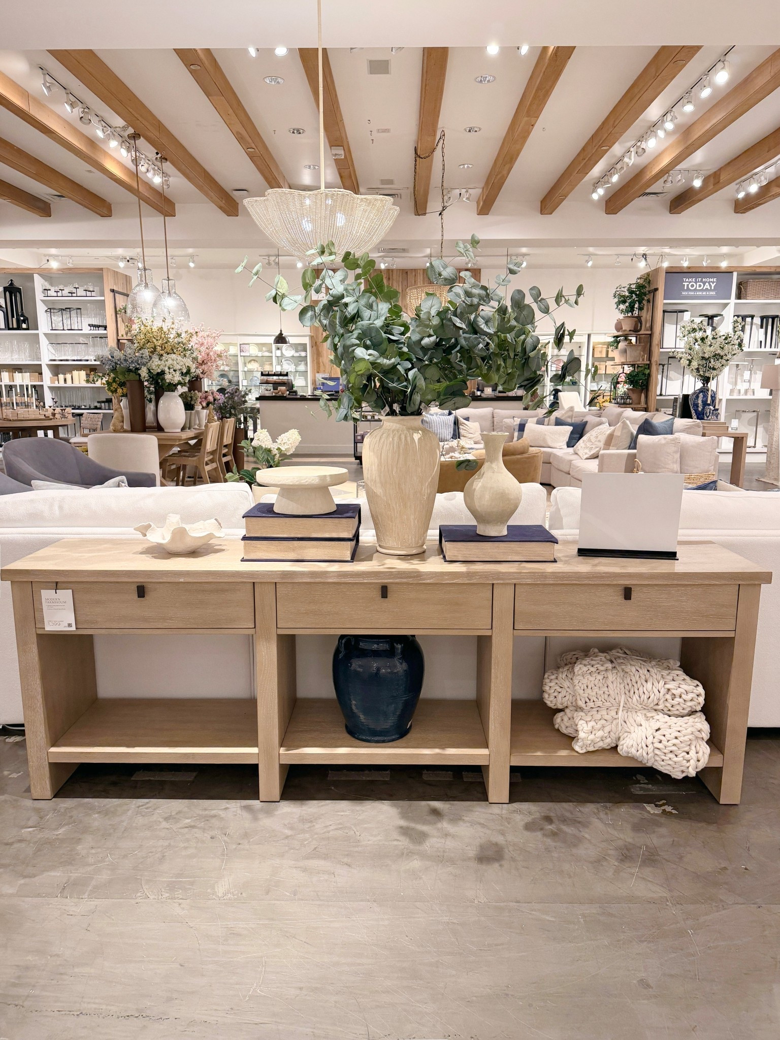 Bestseller for a reason! 😍 The Modern Farmhouse Console Table (90”) is that perfect neutral brown that instantly warms up a space. 🤎 Shown here in Fog, it truly embodies the modern farmhouse look with its clean lines and solid, well-crafted feel. It looks beautiful styled behind a sofa or along a wall, and I love the mix of open shelving for baskets + decor with three drawers to tuck things away. Such a versatile, easy-to-style foundation piece. Linked here!✨#ModernFarmhouse #ConsoleTable #PotteryBarn

#LTKHome #LTKSaleAlert