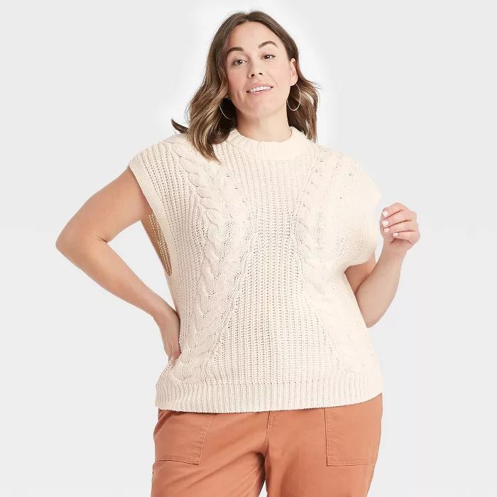 Women's Crewneck Cable Knit Sweater Vest - A New Day™ | Target