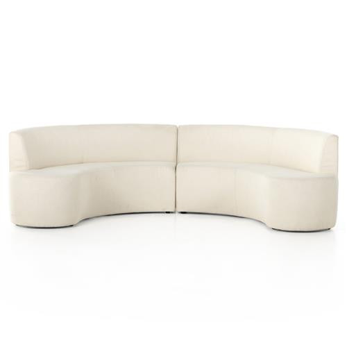Sabrea Mid Century Modern White Performance Curved Dining Banquette | Kathy Kuo Home