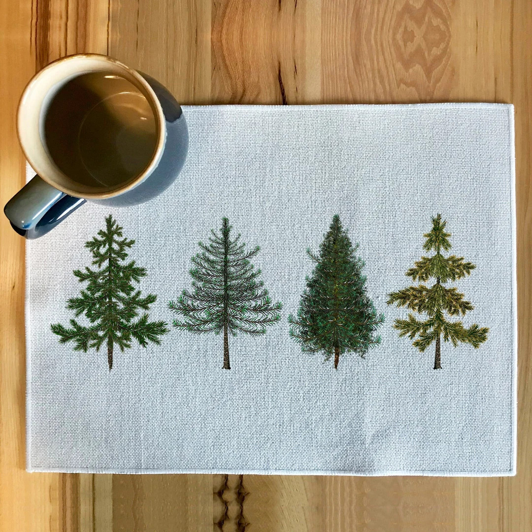 Row of Pines Placemat, Bring Nature Inside With This High Quality Canvas Placemat in Rustic Earth... | Etsy (US)