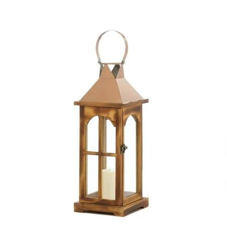 Modern Candle Lantern, Rose Gold Outdoor Wooden Decor Wedding Tabletop Lantern | Walmart (US)