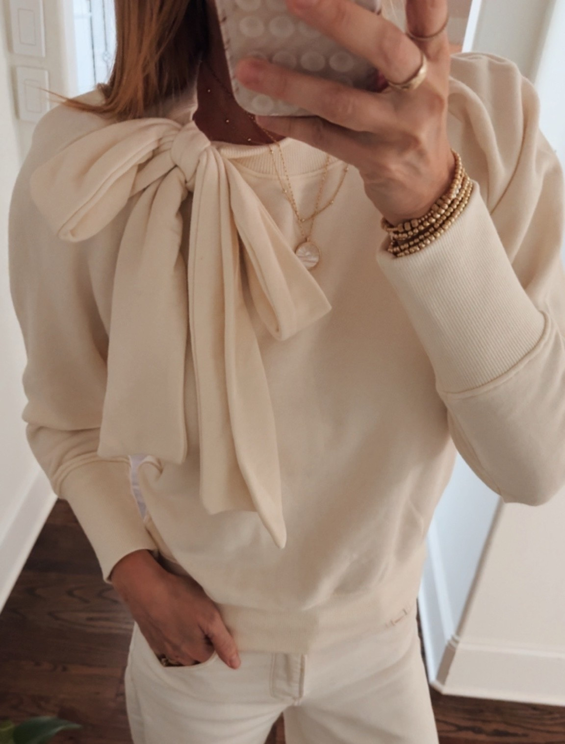 The most adorable sweatshirt. I would go up in size if you want a bit of a looser fit.