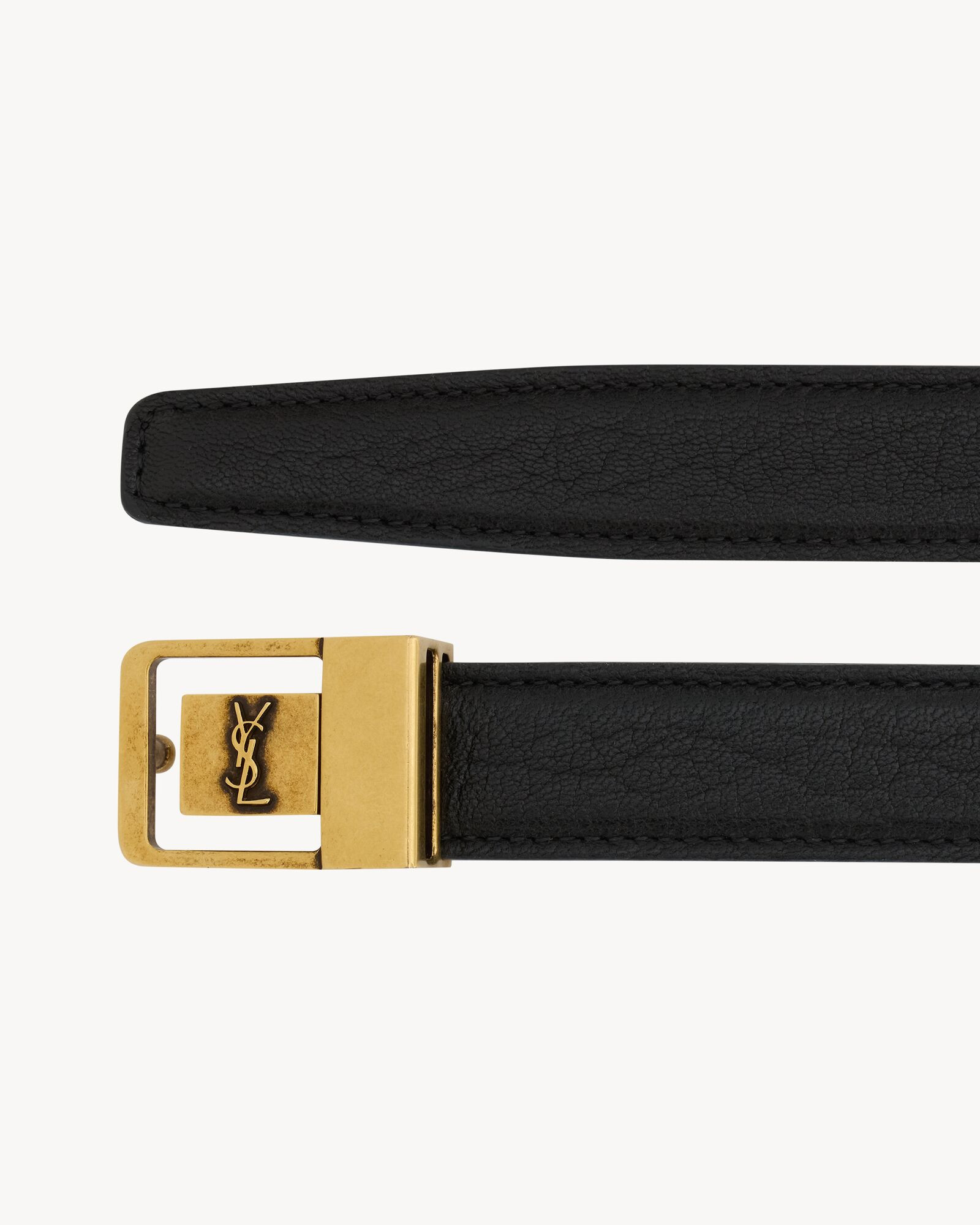 la 66 buckle thin belt in grained lambskin | Saint Laurent Inc. (Global)