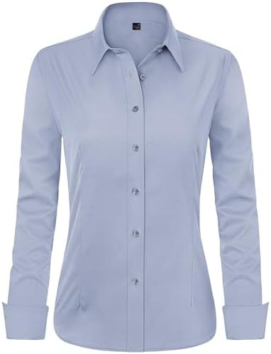 J.VER Womens Dress Shirts Long Sleeve Button Down Shirt Wrinkle-Free Business Casual Blouse Offic... | Amazon (US)