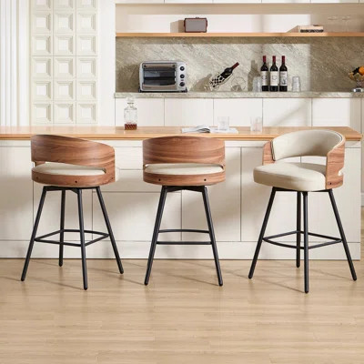 Counter Stool & Bar Stool With Curved Backrest And Metal Frame | Wayfair North America
