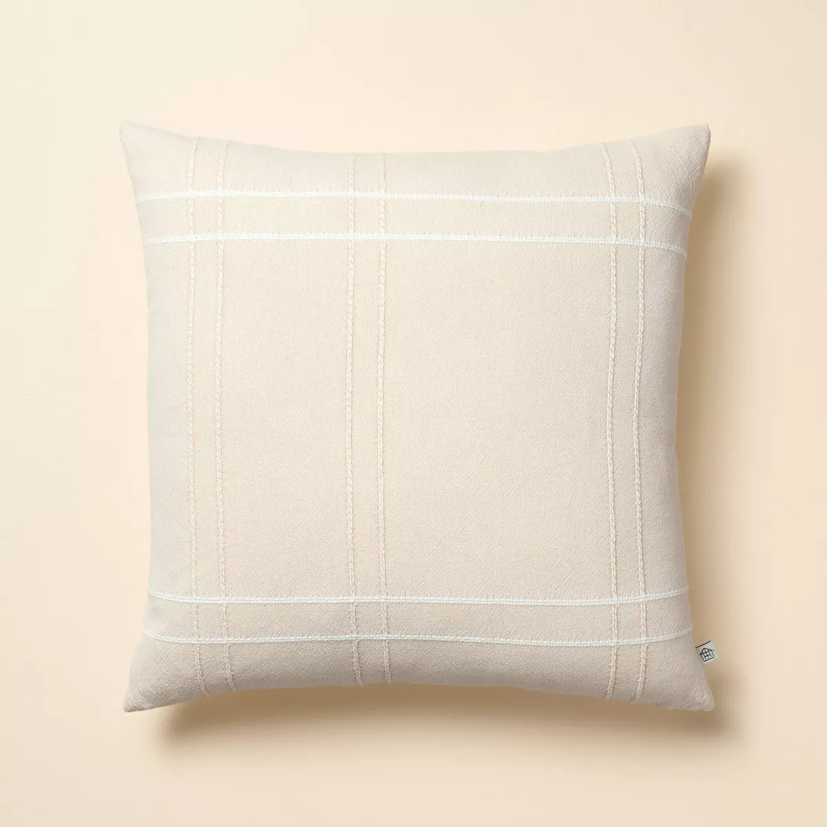 18"x18" Cross Stripe Square Throw Pillow Washed Tan - Hearth & Hand™ with Magnolia | Target