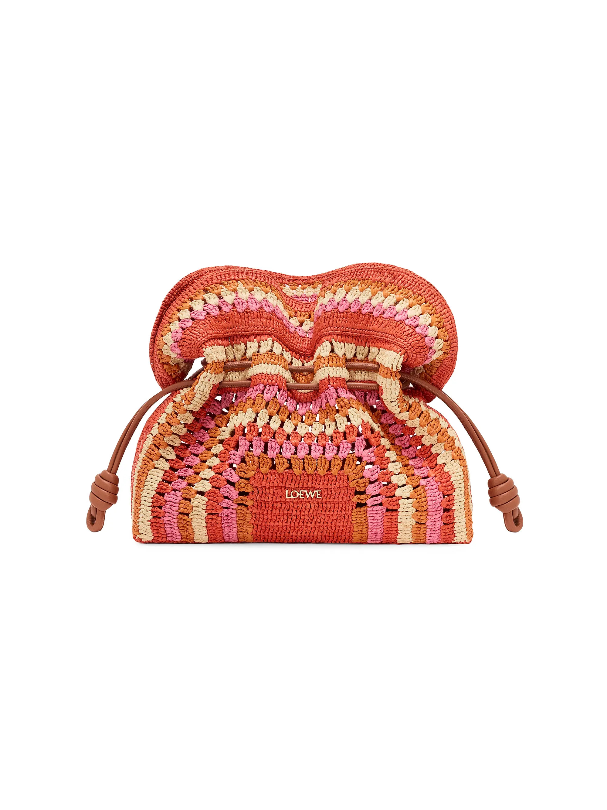 LOEWE LOEWE x Paula's Ibiza Flamenco Medium Crochet Raffia Clutch | Saks Fifth Avenue | Saks Fifth Avenue