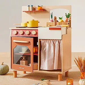 Tiny Land Play Kitchen Set, Toddler Kitchen with Cutting Food Set, Wooden Kitchen Sets for Kids, ... | Amazon (US)